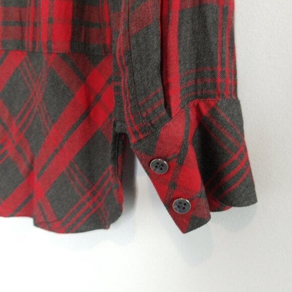 CAbi Cunningham red gray plaid shirt #3587 - Picture 6 of 8